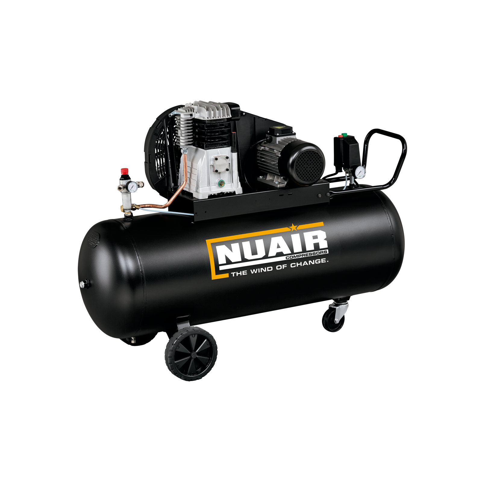 B3800B/200 CT4 Compressore professionale a cinghia monostadio, adatto per artigiani e piccole industrie.