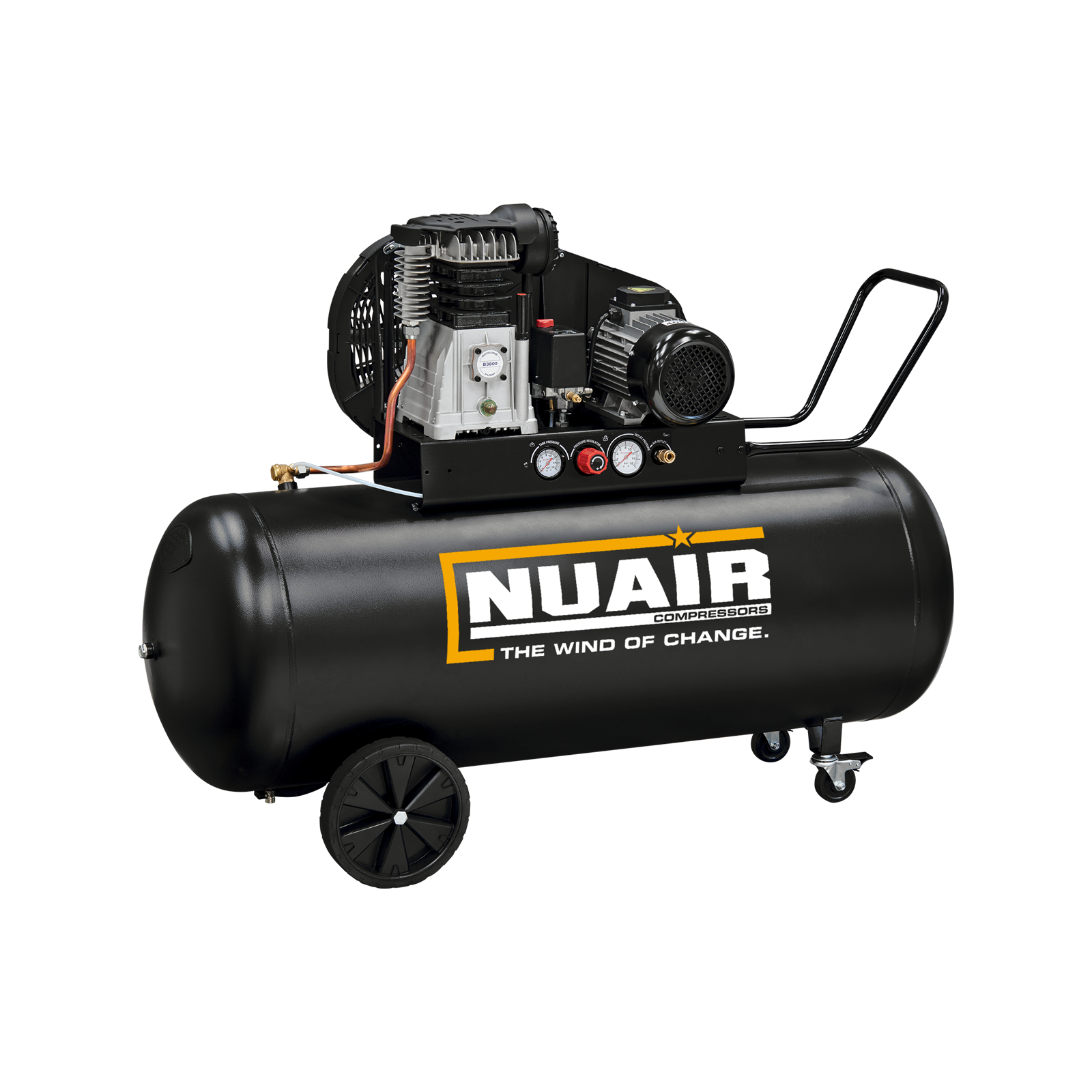 B3800B/4CT/270 TECH PRO Compressore professionale a cinghia monostadio, adatto per artigiani e piccole industrie.