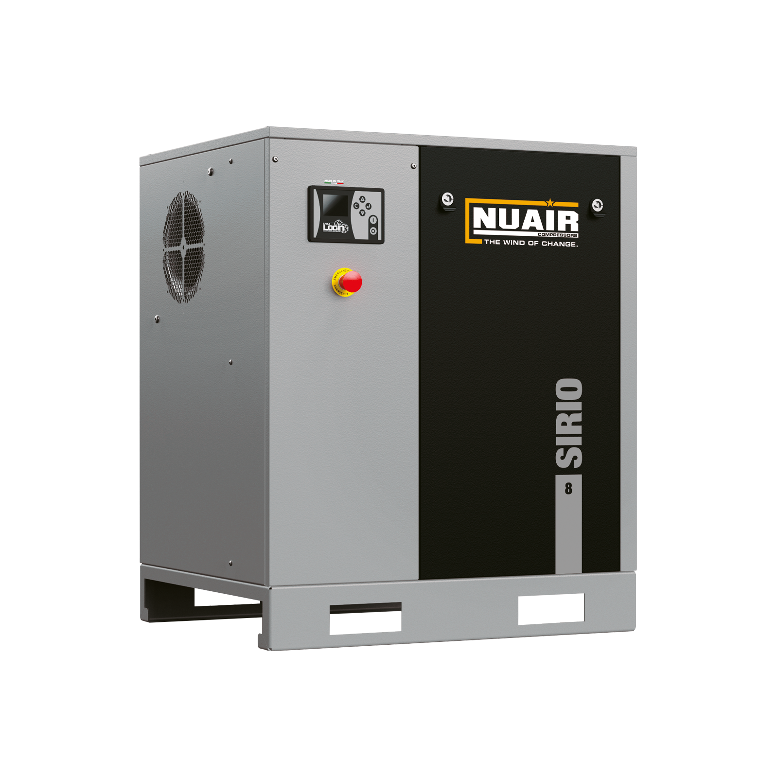 SIRIO-E 8-10 Compressore a vite con trasmissione a cinghia.